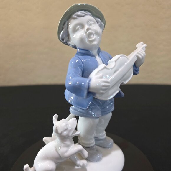 Gerold Porzellan "BOY WITH GUITAR AND DOG" Porcelain #6378A Figurine Statue - Picture 1 of 14
